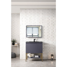 Load image into Gallery viewer, James Martin Milan 31.5&quot; Modern Grey - Radiant Gold Single Vanity with Base