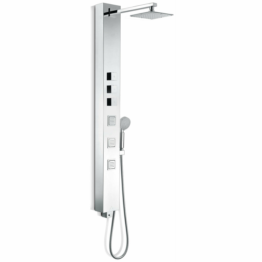 Lann 53 in. 3-Jetted Full Body Shower Panel with Heavy Rain Showerhead and Spray Wand in Chrome- Anzzi
