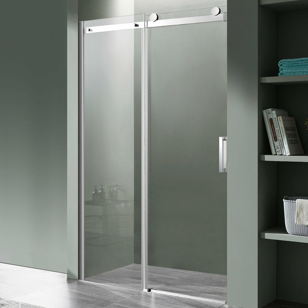 Rhodes Series 60 in. x 76 in. Frameless Sliding Shower Door with Handle in Chrome- Anzzi