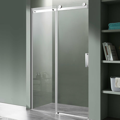 Rhodes Series 48 in. x 76 in. Frameless Sliding Shower Door with Handle in Chrome- Anzzi