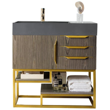 Load image into Gallery viewer, James Martin Columbia 36&quot; Ash Gray - Radiant Gold Single Vanity- James Martin