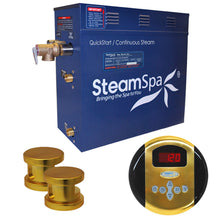 Load image into Gallery viewer, SteamSpa Oasis 12 KW QuickStart Acu-Steam Bath Generator Package in Polished Gold- SteamSpa