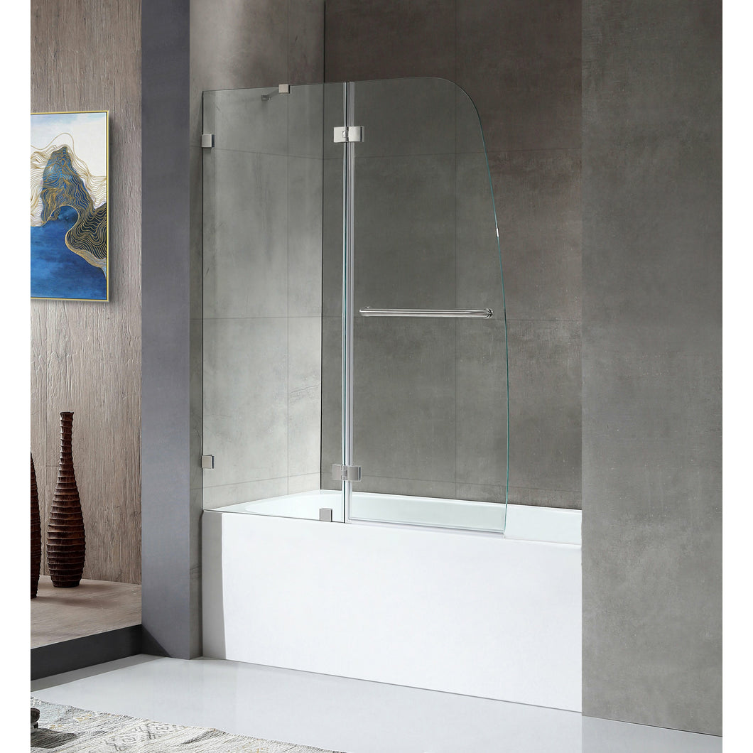 Pacific Series 48 in. by 58 in. Frameless Hinged Tub Door in Brushed Nickel- Anzzi