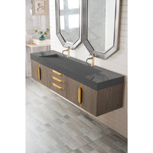 Load image into Gallery viewer, James Martin Mercer Island 72&quot; Ash Gray - Radiant Gold Double Vanity