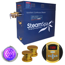 Load image into Gallery viewer, SteamSpa Indulgence 12 KW QuickStart Acu-Steam Bath Generator Package in Polished Gold- SteamSpa