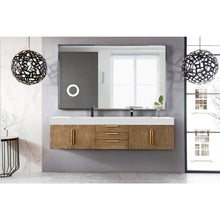 Load image into Gallery viewer, James Martin Mercer Island 72&quot; Latte Oak - Radiant Gold Double Vanity