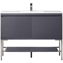 Load image into Gallery viewer, James Martin Milan 47.3&quot; Modern Grey Glossy - Brushed Nickel Single Vanity- James Martin