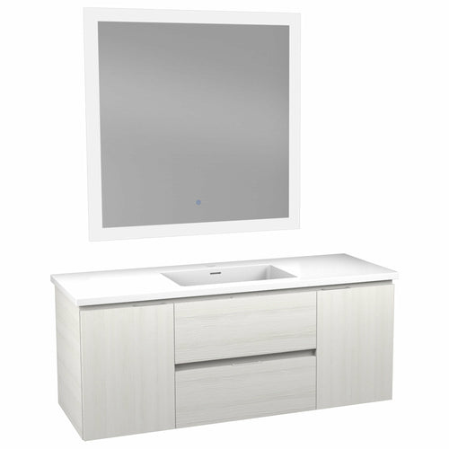 48 in W x 20 in H x 18 in D Bath Vanity in Rich White with Cultured Marble Vanity Top in White with White Basin & Mirror- Anzzi