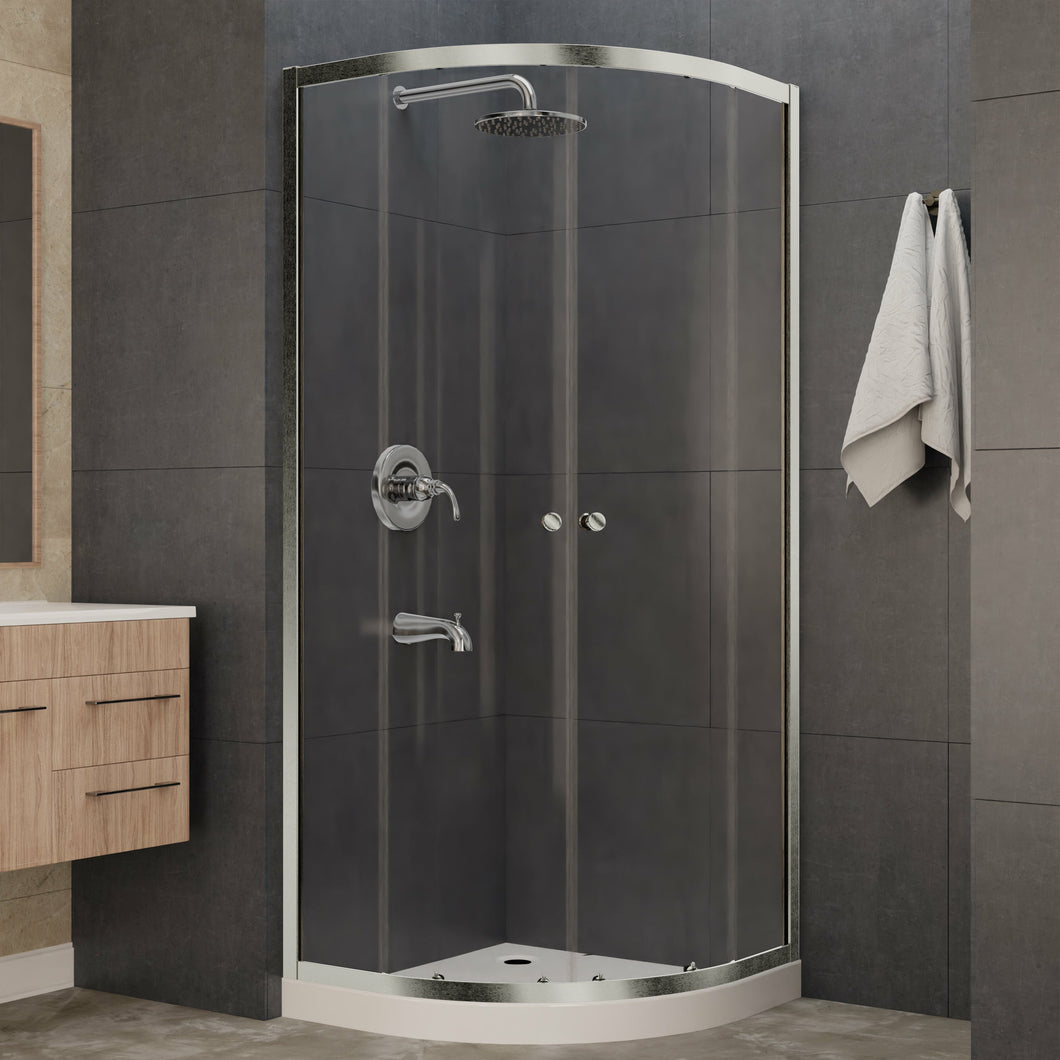 Mare 35 in. x 76 in. Framed Shower Enclosure with TSUNAMI GUARD in Brushed Nickel- Anzzi