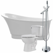 Load image into Gallery viewer, Prima 67 in. Acrylic Soaking Bathtub with Havasu Faucet and Cavalier 1.28 GPF Toilet- Anzzi