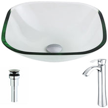 Load image into Gallery viewer, Cadenza Series Deco-Glass Vessel Sink in Lustrous Clear with Harmony Faucet in Chrome- Anzzi