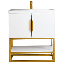 Load image into Gallery viewer, James Martin Columbia 31.5&quot; Glossy White - Radiant Gold Single Vanity- James Martin