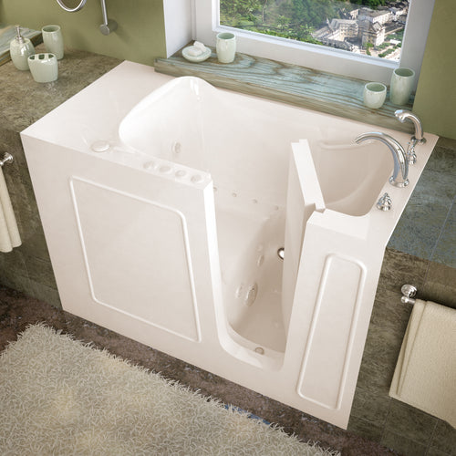 MediTub Walk-In 26 x 53 Right Drain Biscuit Whirlpool & Air Jetted Walk-In Bathtub- Meditub