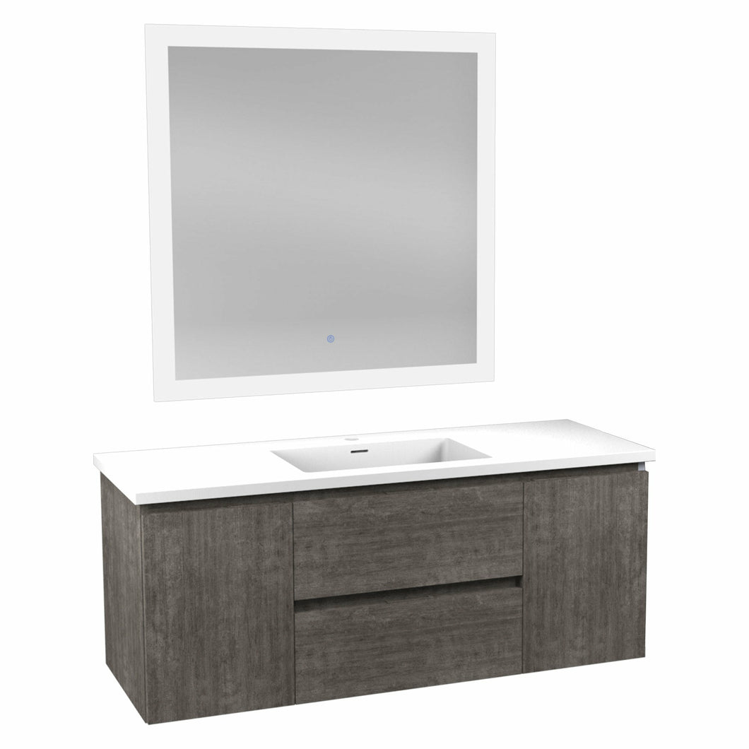 48 in W x 20 in H x 18 in D Bath Vanity in Rich Grey with Cultured Marble Vanity Top in White with White Basin & Mirror- Anzzi