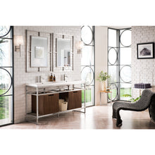 Load image into Gallery viewer, James Martin Boston 63&quot; Brushed Nickel Stainless Steel Sink Console (Double Basins) With Cabinet
