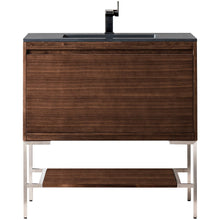 Load image into Gallery viewer, James Martin Milan 35.4&quot; Mid Century Walnut - Brushed Nickel Single Vanity- James Martin