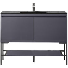 Load image into Gallery viewer, James Martin Milan 47.3&quot; Modern Grey Glossy - Matte Black Single Vanity- James Martin