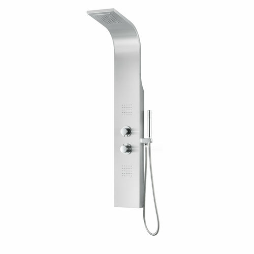 Anchorage 51 in. Full Body Shower Panel with Heavy Rain Shower and Spray Wand in Brushed Steel- Anzzi