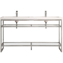 Load image into Gallery viewer, James Martin Boston 63&quot; Brushed Nickel Stainless Steel Sink Console (Double Basins)- James Martin