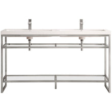 Load image into Gallery viewer, James Martin Boston 63&quot; Stainless Steel Sink Console (Double Basins)- James Martin