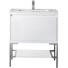 Load image into Gallery viewer, James Martin Milan 31.5&quot; Glossy White - Brushed Nickel Single Vanity with Base- James Martin