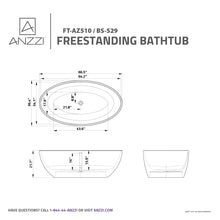 Load image into Gallery viewer, Cestino 5.5 ft. Solid Surface Center Drain Freestanding Bathtub in Matte White- Anzzi