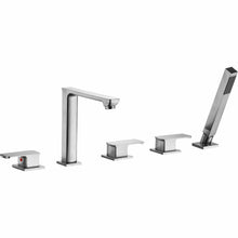Load image into Gallery viewer, Shore 3-Handle Deck-Mount Roman Tub Faucet with Handheld Sprayer in Brushed Nickel- Anzzi