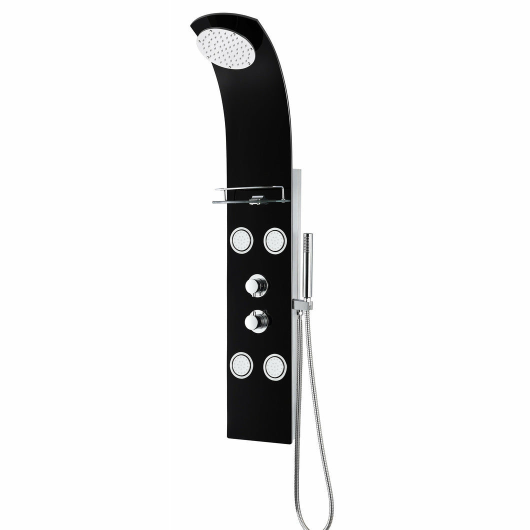 Llano Series 56 in. Full Body Shower Panel System with Heavy Rain Shower and Spray Wand in Black- Anzzi
