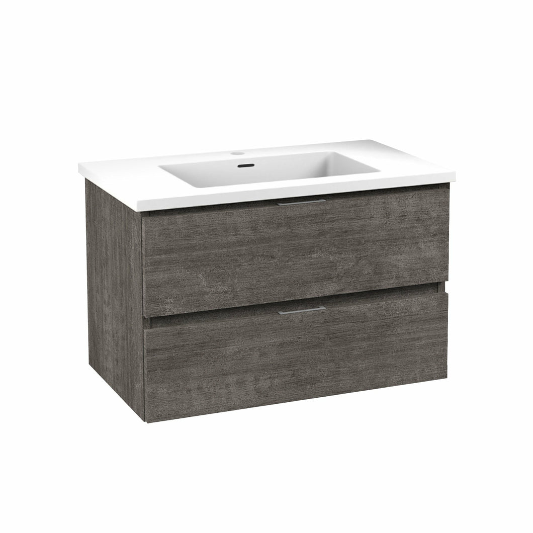 Conques 30 in W x 20 in H x 18 in D Bath Vanity in Rich Grey with Cultured Marble Vanity Top in White with White Basin- Anzzi