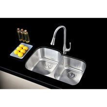 Load image into Gallery viewer, Moore Undermount Stainless Steel 32 in. 0-Hole 60/40 Double Bowl Kitchen Sink in Brushed Satin- Anzzi