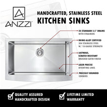 Load image into Gallery viewer, Elysian Farmhouse 36 in. Kitchen Sink with Accent Faucet in Brushed Nickel- Anzzi