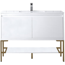 Load image into Gallery viewer, James Martin Milan 47.3&quot; Glossy White - Radiant Gold Single Vanity- James Martin