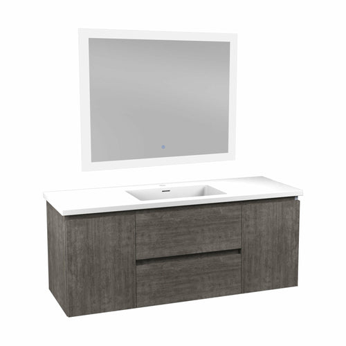 48 in W x 20 in H x 18 in D Bath Vanity in Rich Grey with Cultured Marble Vanity Top in White with White Basin & Mirror- Anzzi