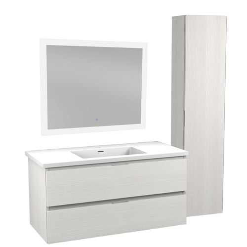 39 in. W x 20 in. H x 18 in. D Bath Vanity Set in Rich White with Vanity Top in White with White Basin and Mirror- Anzzi