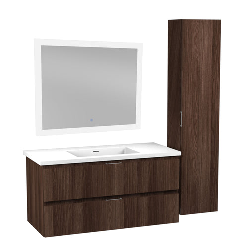 39 in. W x 20 in. H x 18 in. D Bath Vanity Set in Dark Brown with Vanity Top in White with White Basin and Mirror- Anzzi