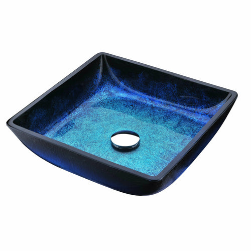 Viace Series Deco-Glass Vessel Sink in Blazing Blue- Anzzi