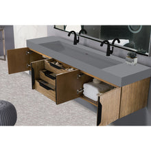 Load image into Gallery viewer, James Martin Mercer Island 72&quot; Latte Oak - Matte Black Double Vanity