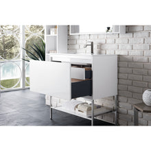 Load image into Gallery viewer, James Martin Milan 31.5&quot; Glossy White - Brushed Nickel Single Vanity with Base