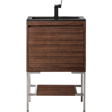 Load image into Gallery viewer, James Martin Milan 23.6&quot; Mid Century Walnut - Brushed Nickel Single Vanity with Base- James Martin