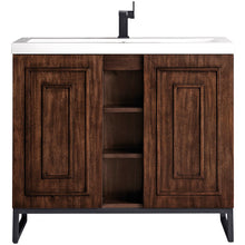 Load image into Gallery viewer, James Martin Alicante&#39; 39.5&quot; Mid Century Acacia-Matte Black Single Vanity Cabinet- James Martin
