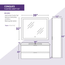 Load image into Gallery viewer, 39 in. W x 20 in. H x 18 in. D Bath Vanity Set in Dark Brown with Vanity Top in White with White Basin and Mirror- Anzzi