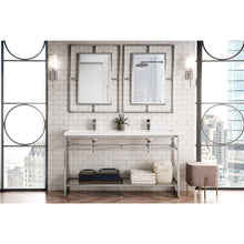 Load image into Gallery viewer, James Martin Boston 63&quot; Brushed Nickel Stainless Steel Sink Console (Double Basins)