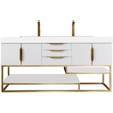 Load image into Gallery viewer, James Martin Columbia 72&quot; Glossy White - Radiant Gold Double Vanity- James Martin