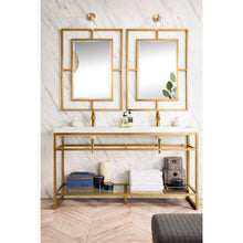 Load image into Gallery viewer, James Martin Boston 63&quot; Radiant Gold Stainless Steel Sink Console (Double Basins)