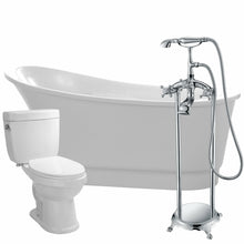 Load image into Gallery viewer, Prima 67 in. Acrylic Flatbottom Non-Whirlpool Bathtub with Tugela Faucet and Talos 1.6 GPF Toilet- Anzzi