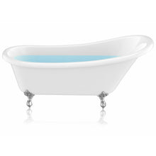 Load image into Gallery viewer, 67.32” Diamante Slipper-Style Acrylic Claw Foot Tub in White- Anzzi
