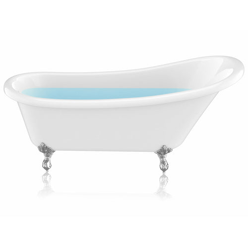 67.32” Diamante Slipper-Style Acrylic Claw Foot Tub in White- Anzzi