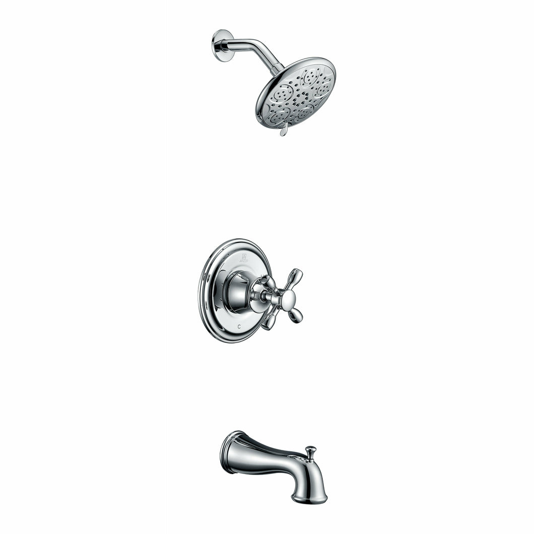 Mesto Series 1-Handle 2-Spray Tub and Shower Faucet in Polished Chrome- Anzzi