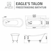 Load image into Gallery viewer, 67.32” Diamante Slipper-Style Acrylic Claw Foot Tub in White- Anzzi