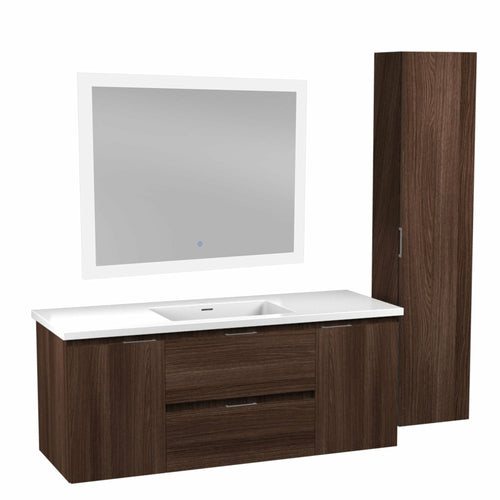 48 in. W x 20 in. H x 18 in. D Bath Vanity Set in Dark Brown with Vanity Top in White with White Basin and Mirror- Anzzi